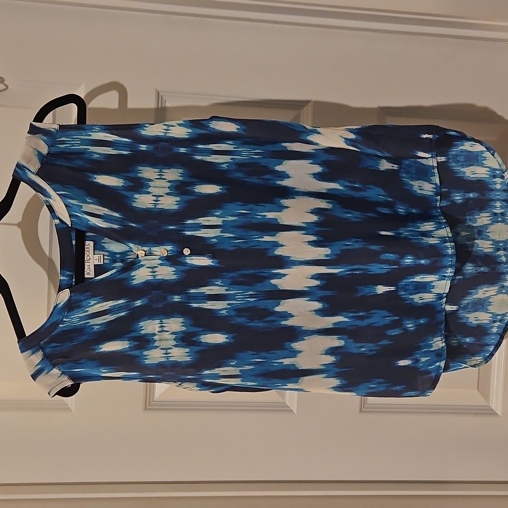 KIM ROGERS Blue, NAVY and WHITE Sleeveless Tank Top Size LARGE
